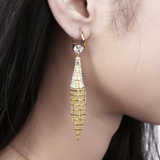 Liz – Cascading Crystal Fringe Earrings
