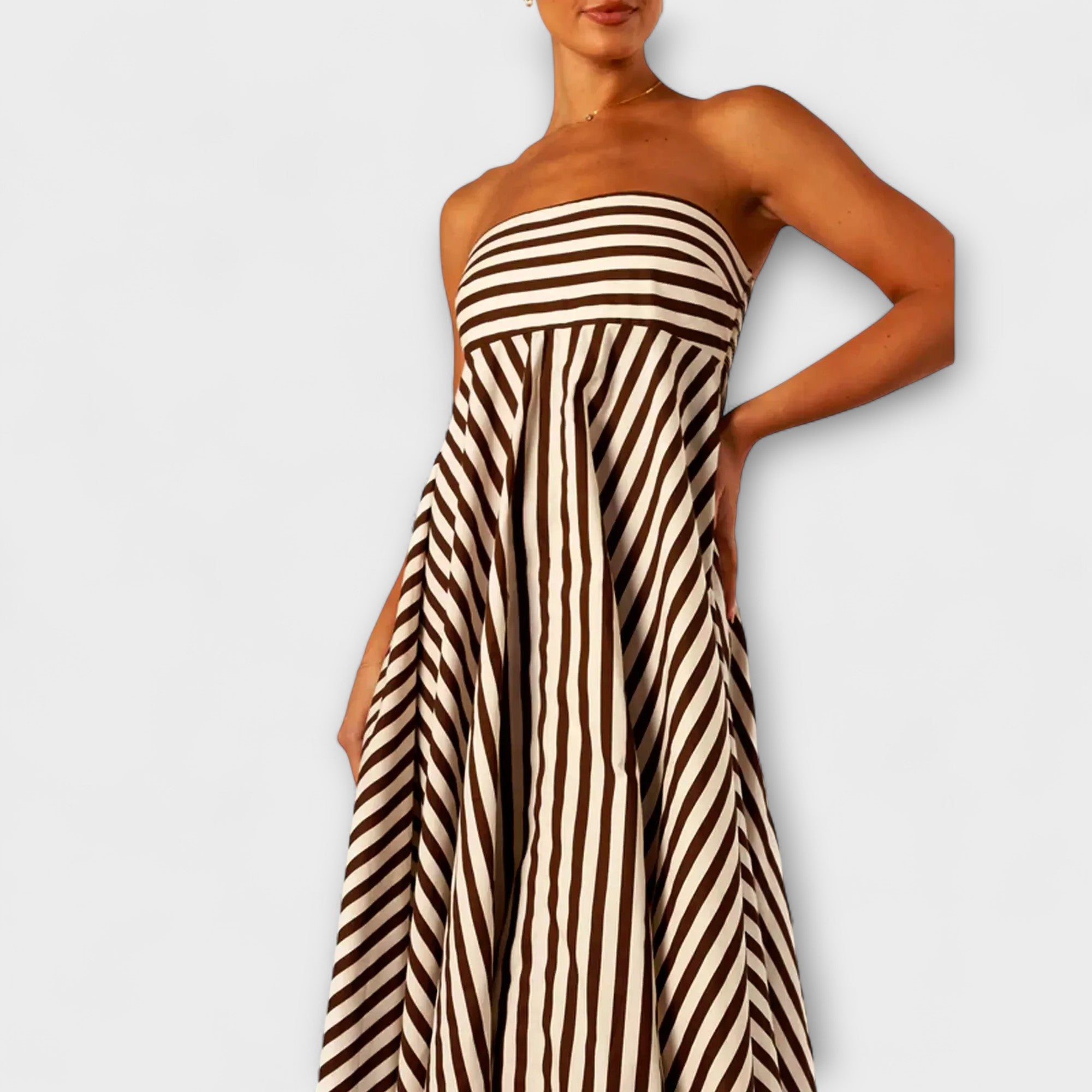 Marea – Strapless Striped Maxi Dress