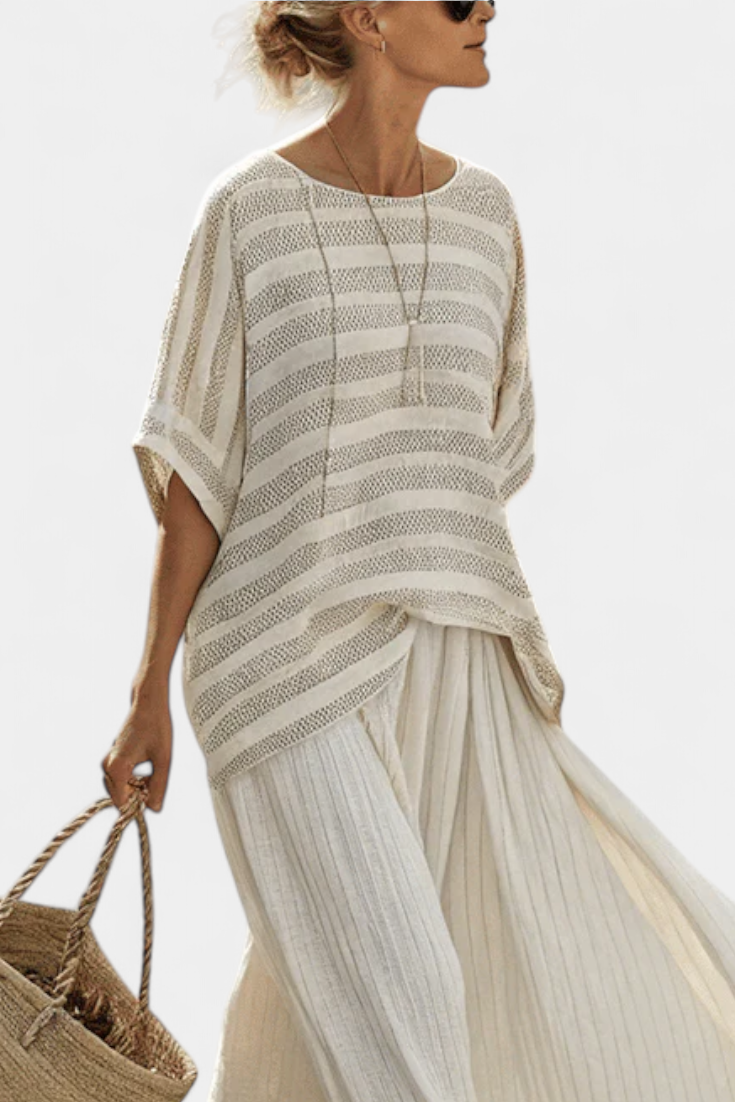 Westlyn | Comfortable Striped Bamboo Top & Flowing Pants