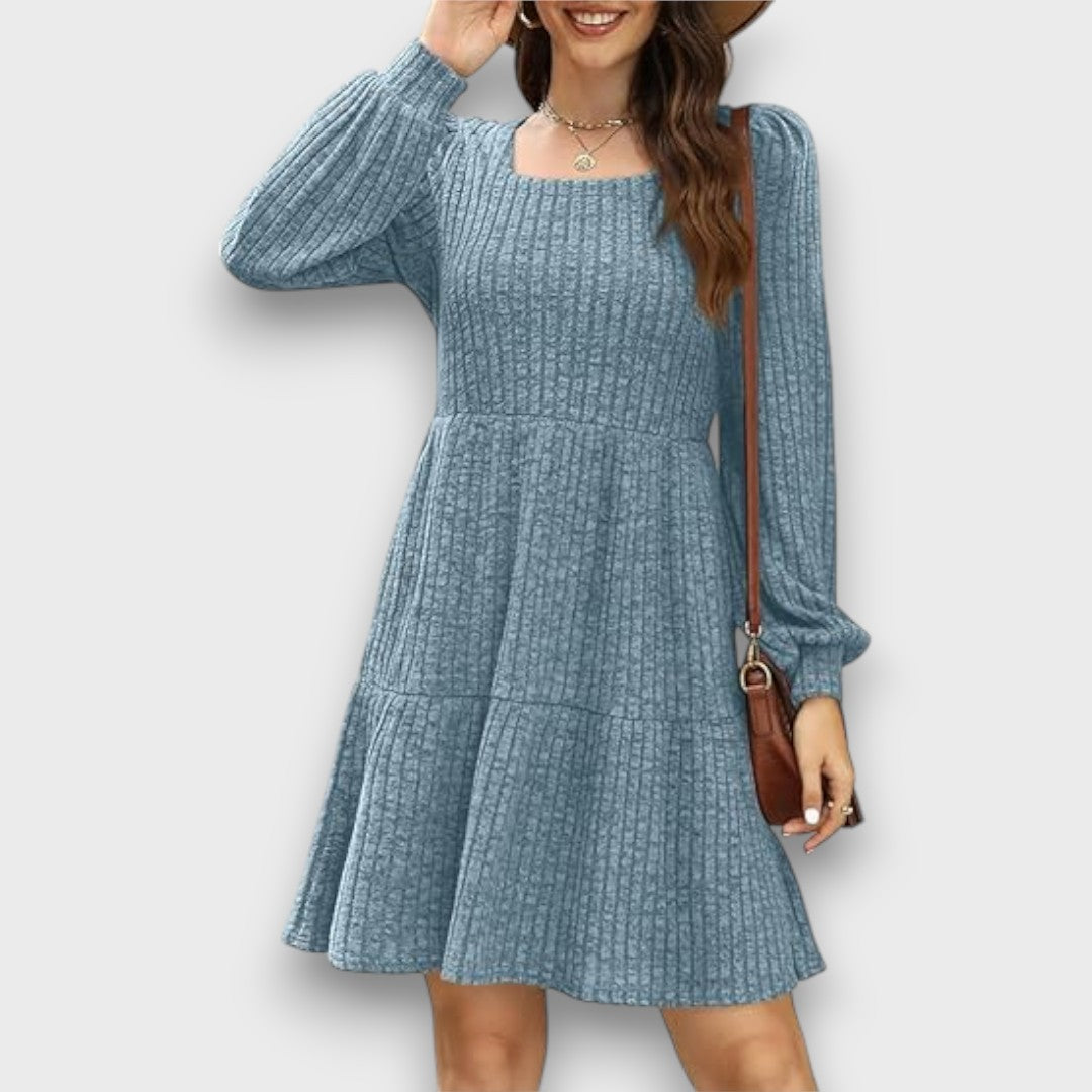 Ranya – Ribbed Knit Babydoll Sweater Dress