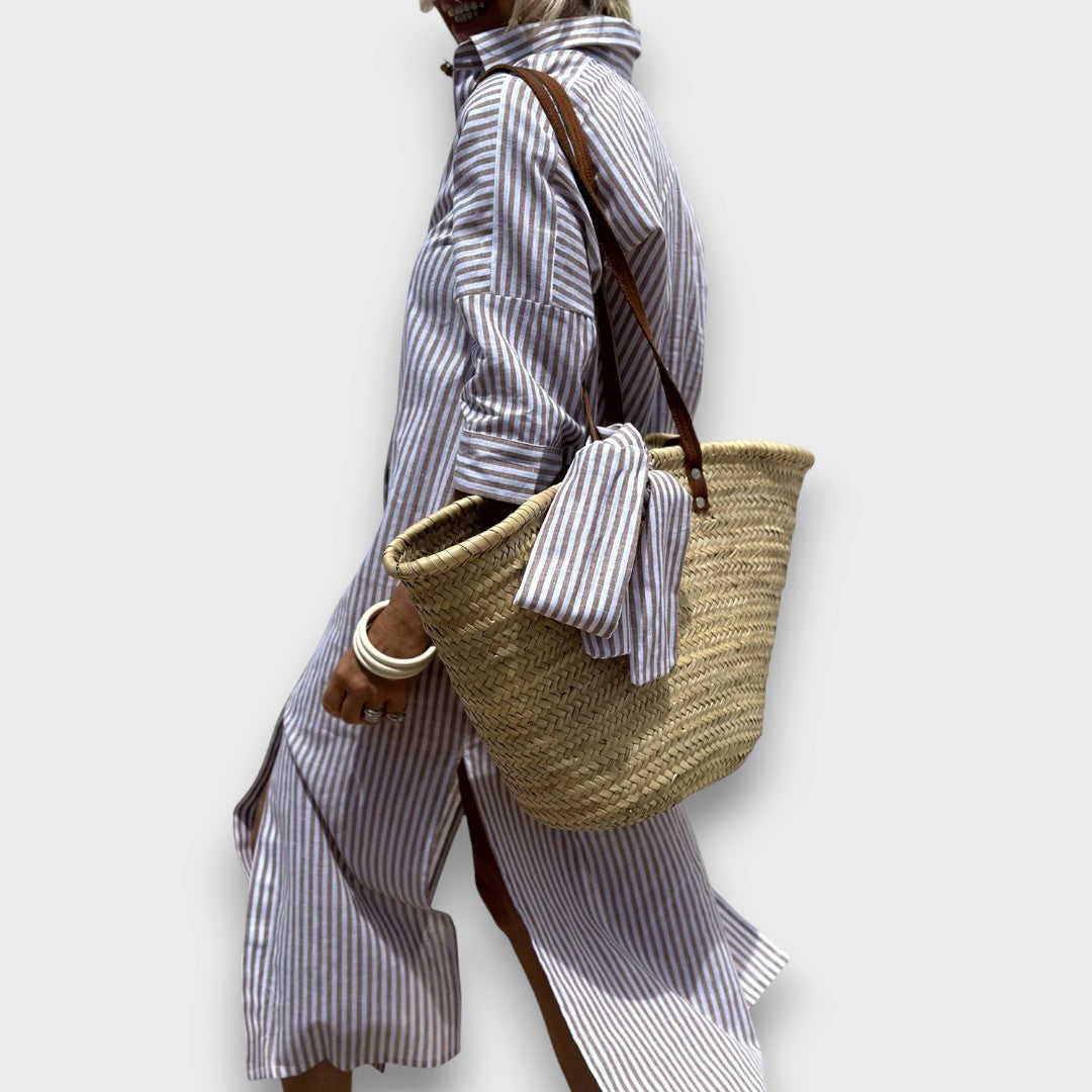 Luméra – Striped Shirt Dress with Slit