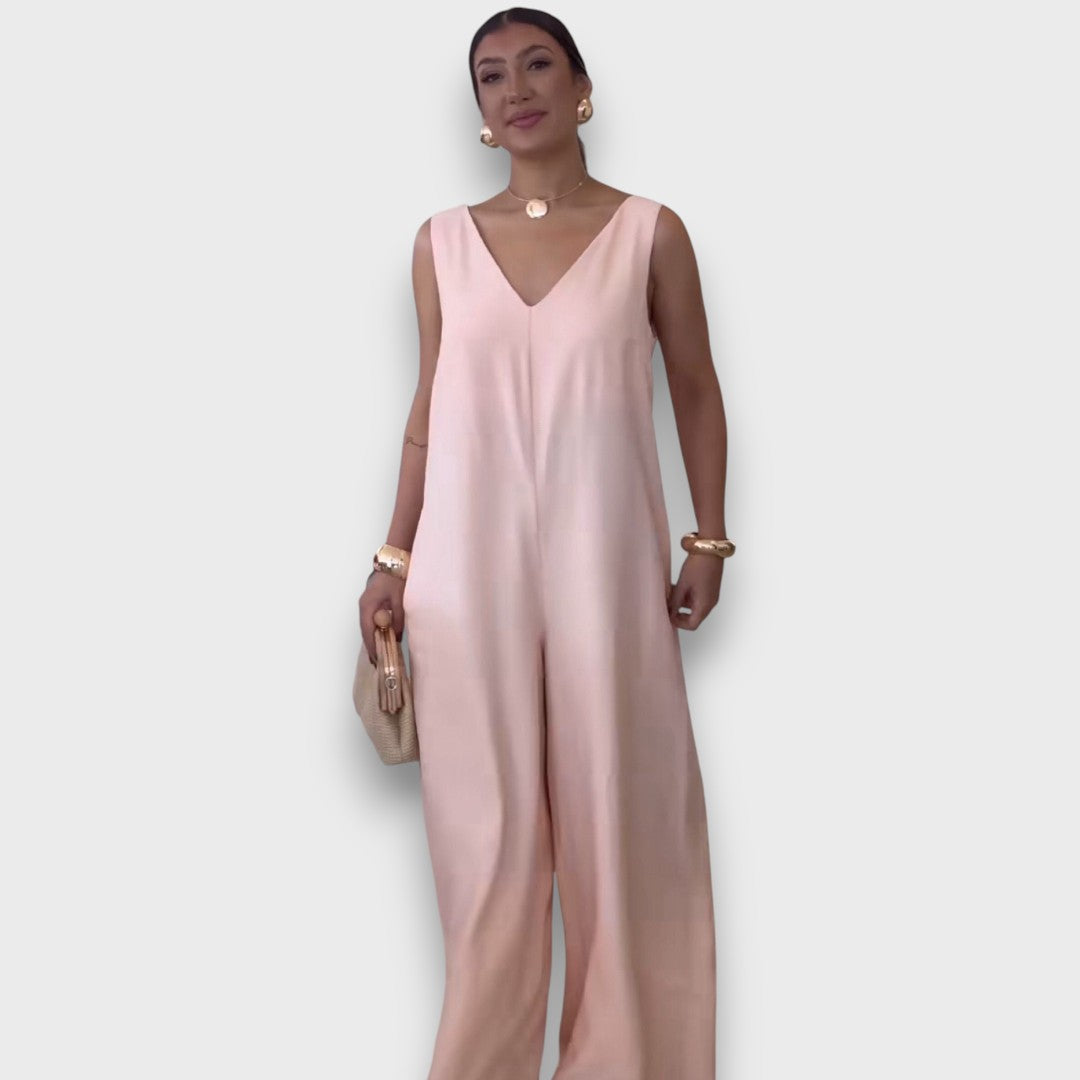 Aubrine – Flowing Jumpsuit with V-Neck