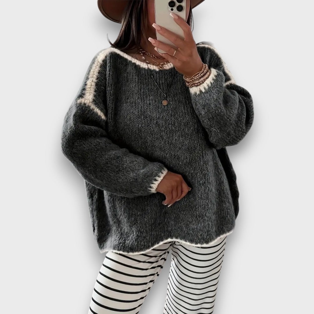 Mirellan– Cozy Contrast Knit Sweater