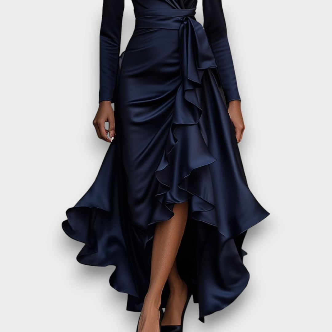 Marcelline – Draped Maxi Dress with Ruffles