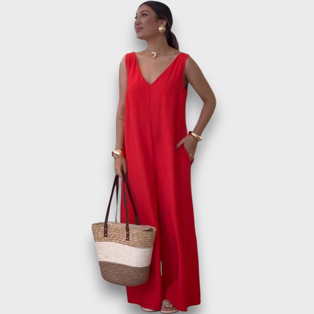 Aubrine – Flowing Jumpsuit with V-Neck