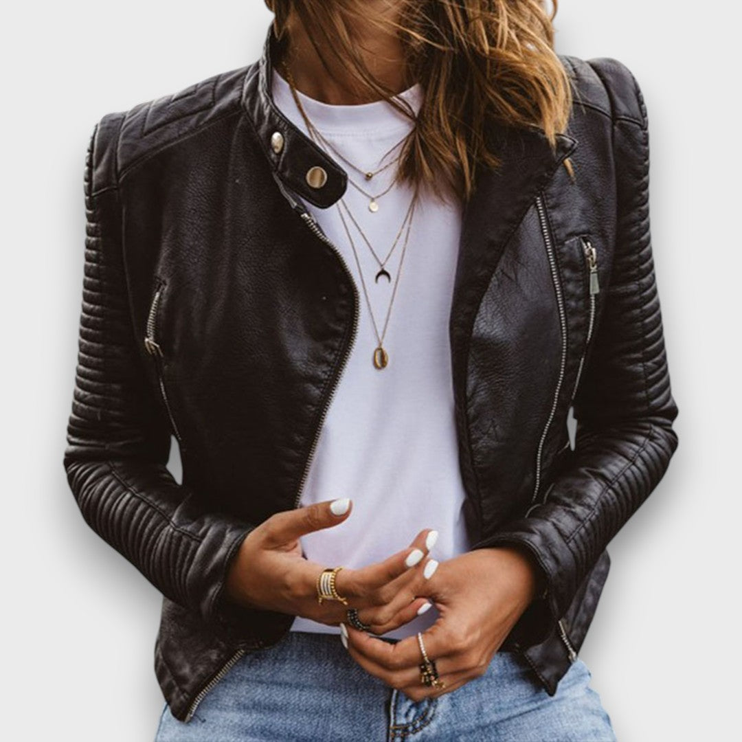 Aurivessa – Genuine Leather Moto Jacket