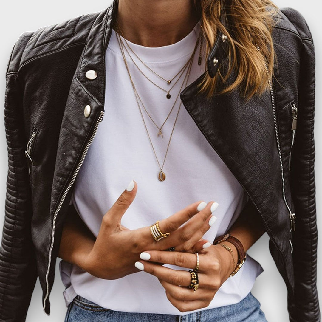 Aurivessa – Genuine Leather Moto Jacket