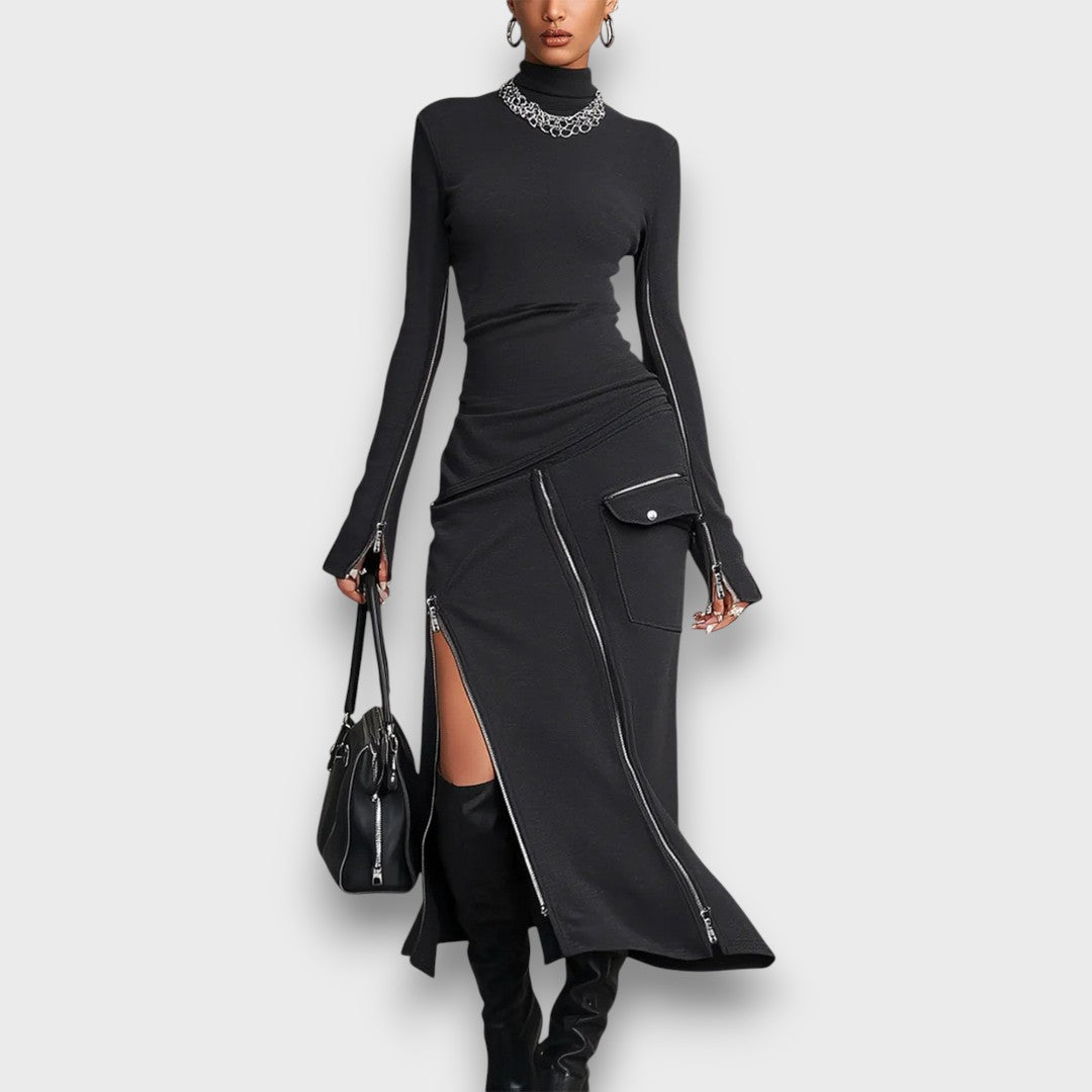 Ravella – Zip-Detail Midi Dress