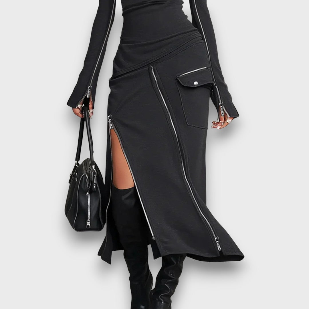 Ravella – Zip-Detail Midi Dress