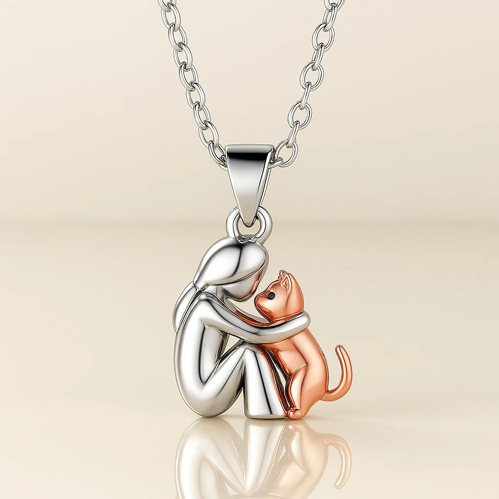 Calistar– Cat Hug Pendant Necklace with Gentle Bond