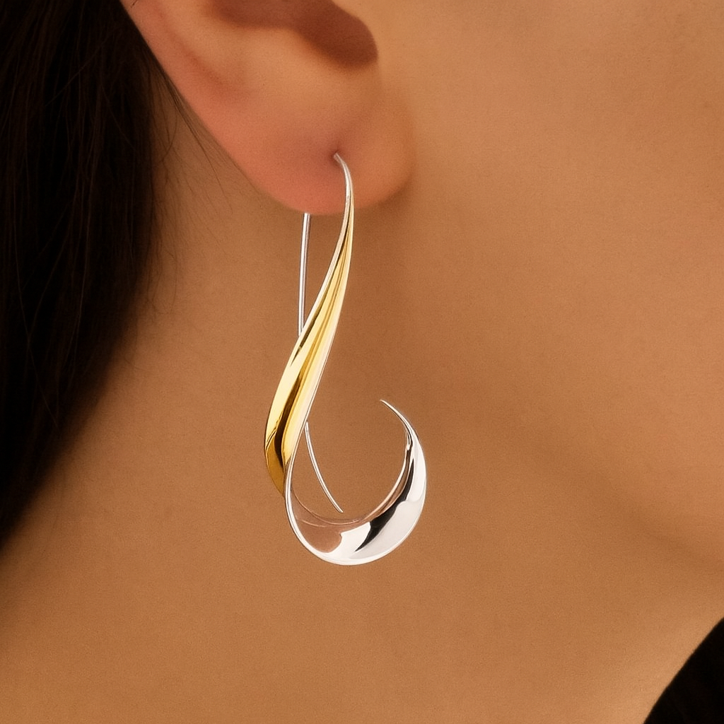 Savine – Sculpted Two-Tone Drop Earrings
