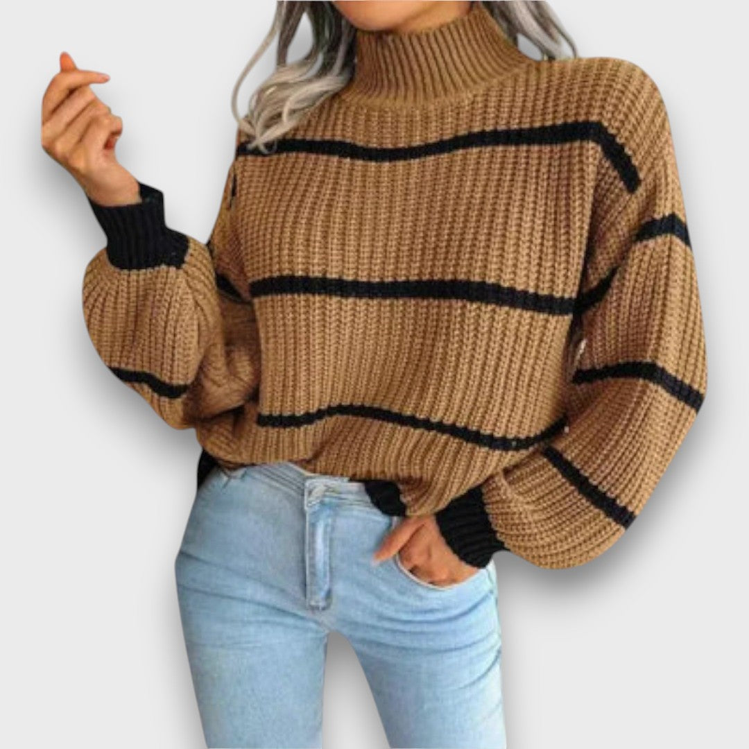 Amelithra – Turtleneck Sweater with Stripes