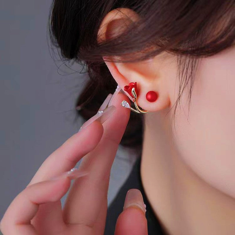 Roselle – Tulip Stud Earrings with Soft Romance