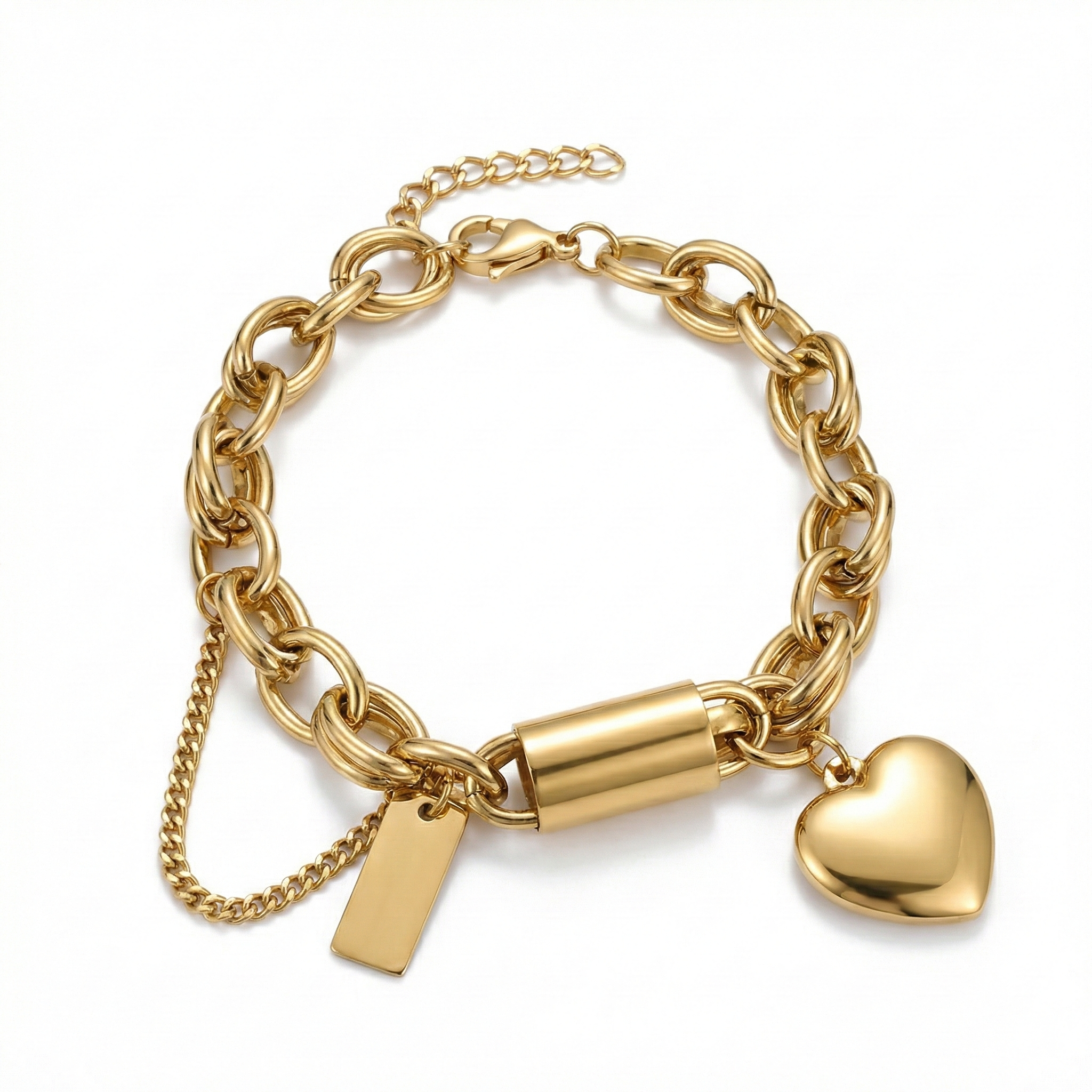Amoria – Gold Chain Bracelet with Heart Accent