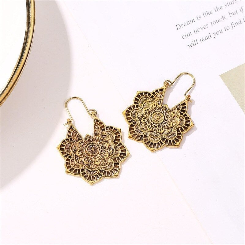 Earrings with Lotus Mandala