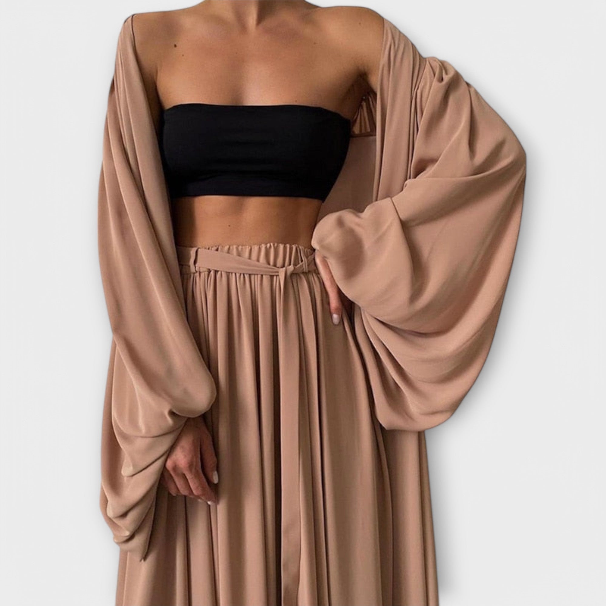 Lumara – Three-Piece Loungewear Set with Kimono