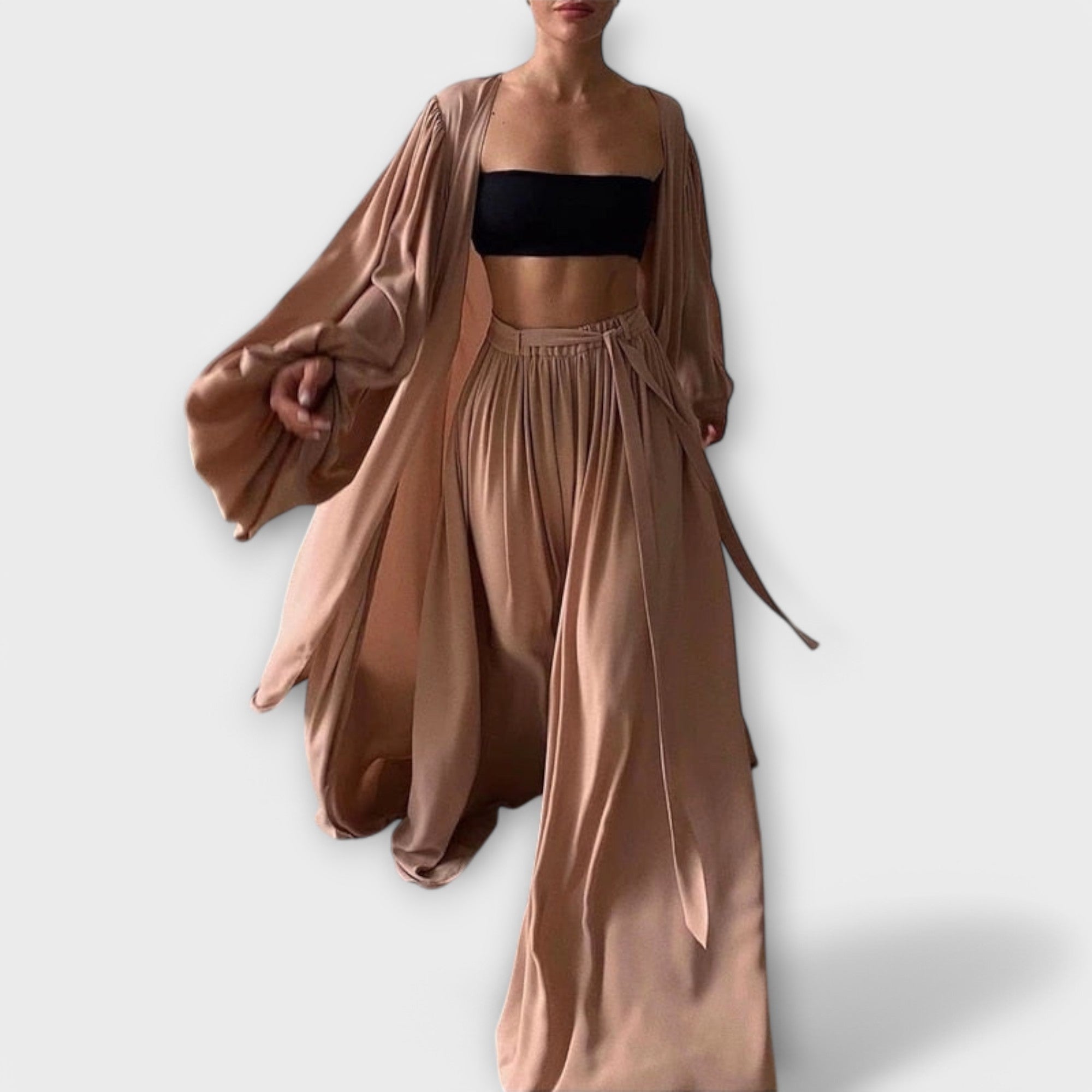 Lumara – Three-Piece Loungewear Set with Kimono