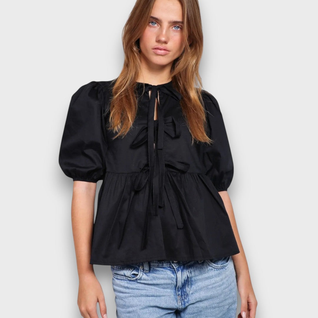 Pavira – Romantic Blouse with Bow Detail
