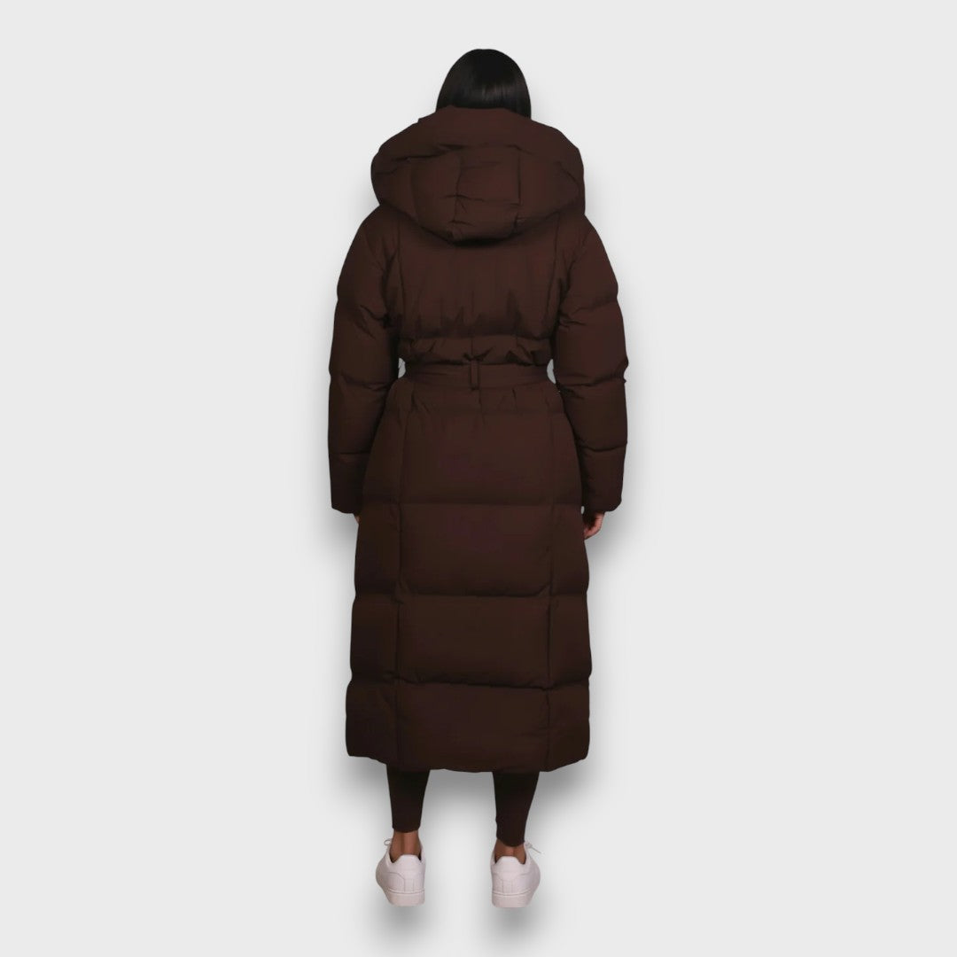 Elisse – Belted Full-Length Winter Puffer Coat