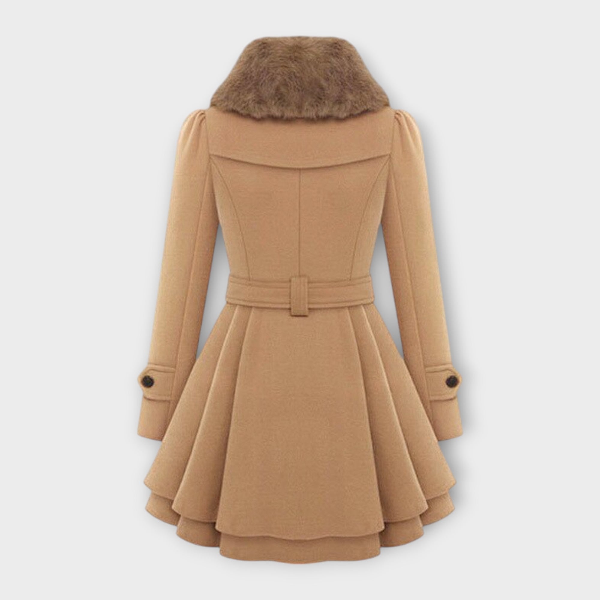 Elivara – Elegant Coat with Fur Collar