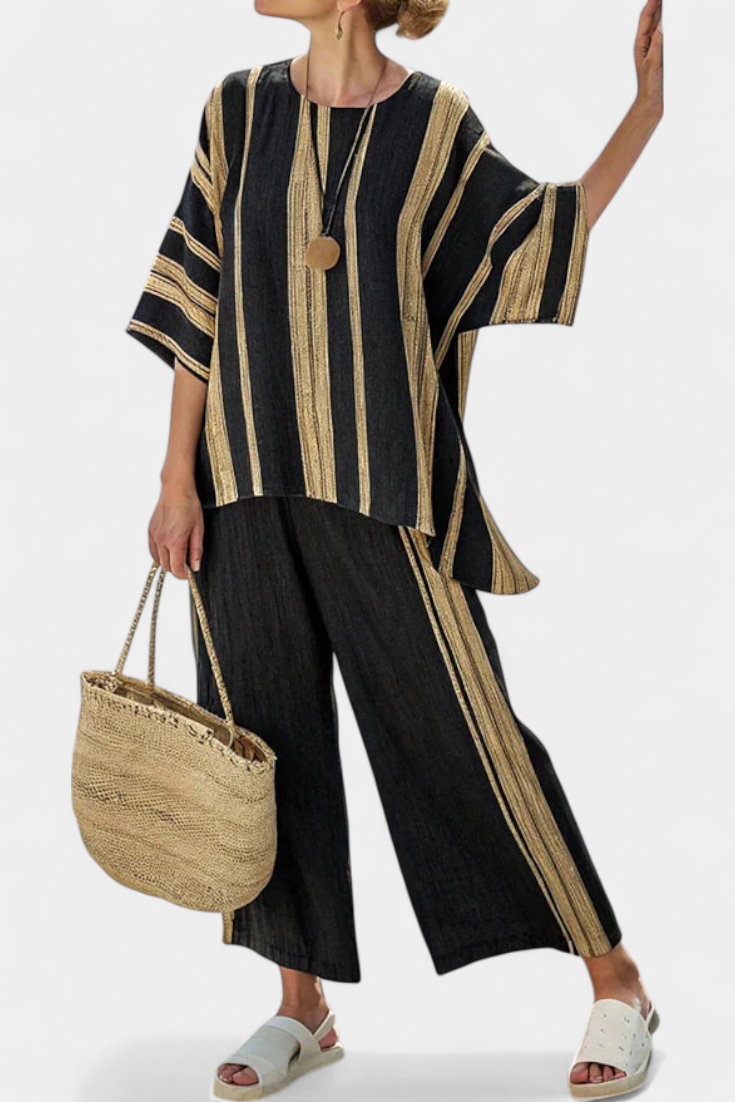 Calden | Comfortable Oversized Striped Top & Relaxed Pants
