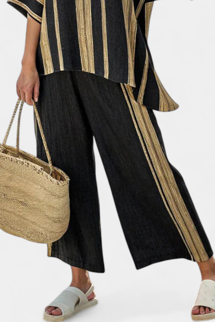 Calden | Comfortable Oversized Striped Top & Relaxed Pants