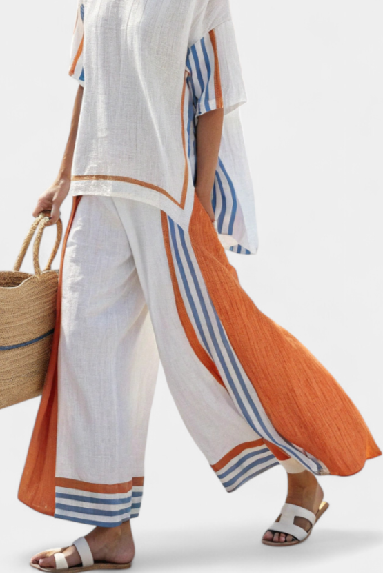 Thorneil | Comfortable Wide-Leg Striped Pants & Top