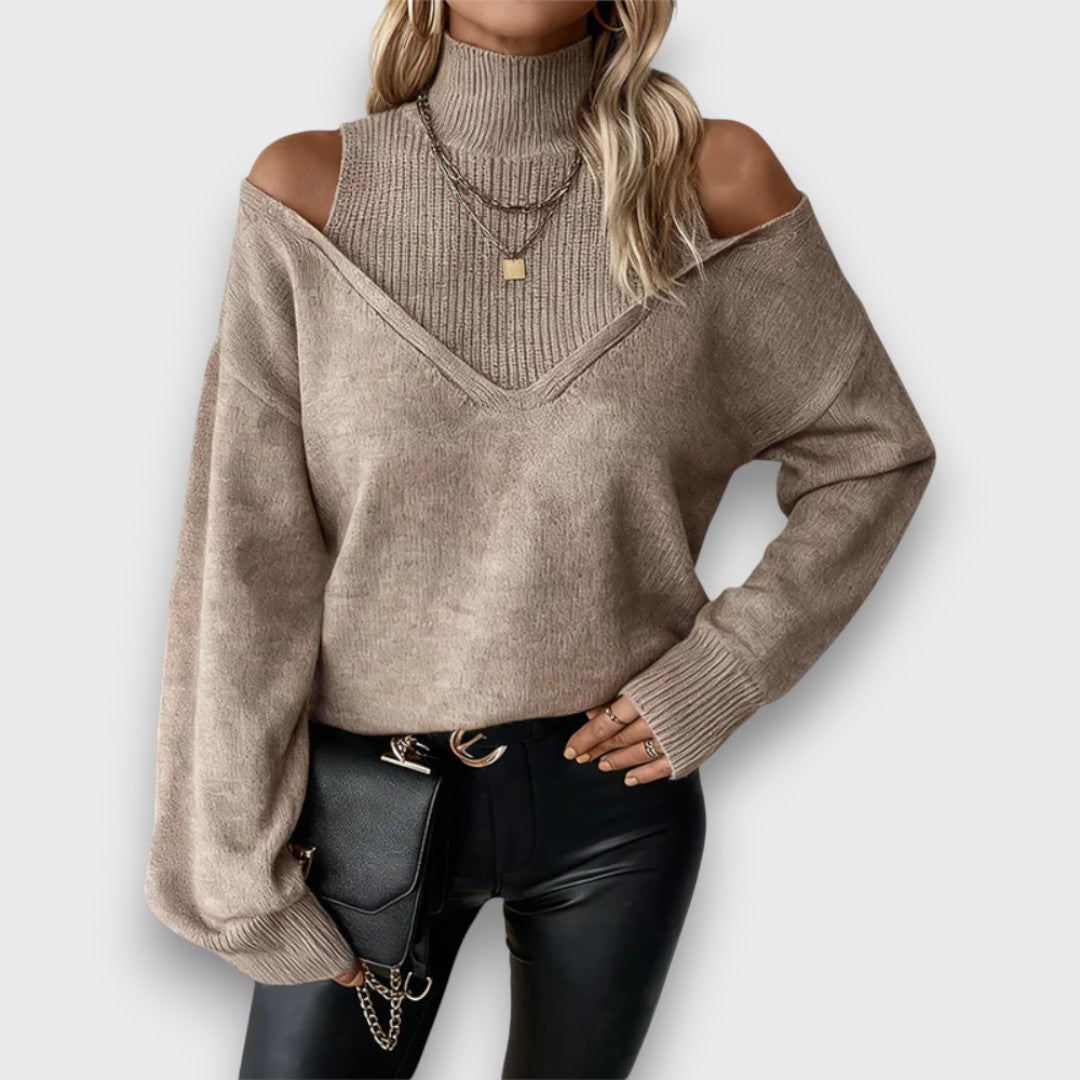 Lanie – Off-Shoulder Turtleneck Sweater