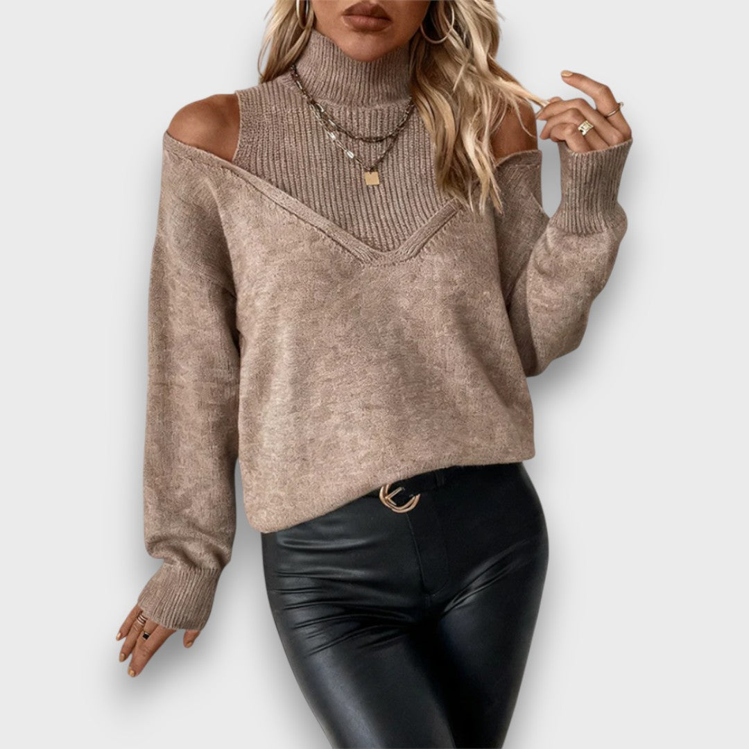 Lanie – Off-Shoulder Turtleneck Sweater