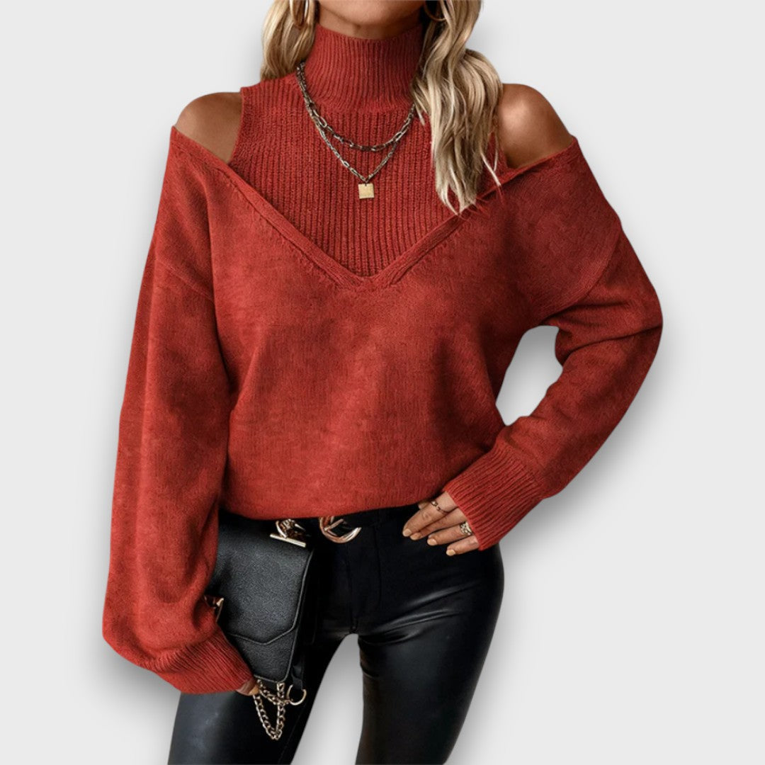 Lanie – Off-Shoulder Turtleneck Sweater