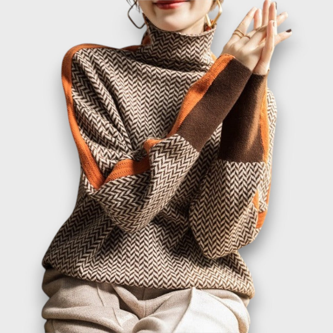 Eleanora – Herringbone Turtleneck Sweater