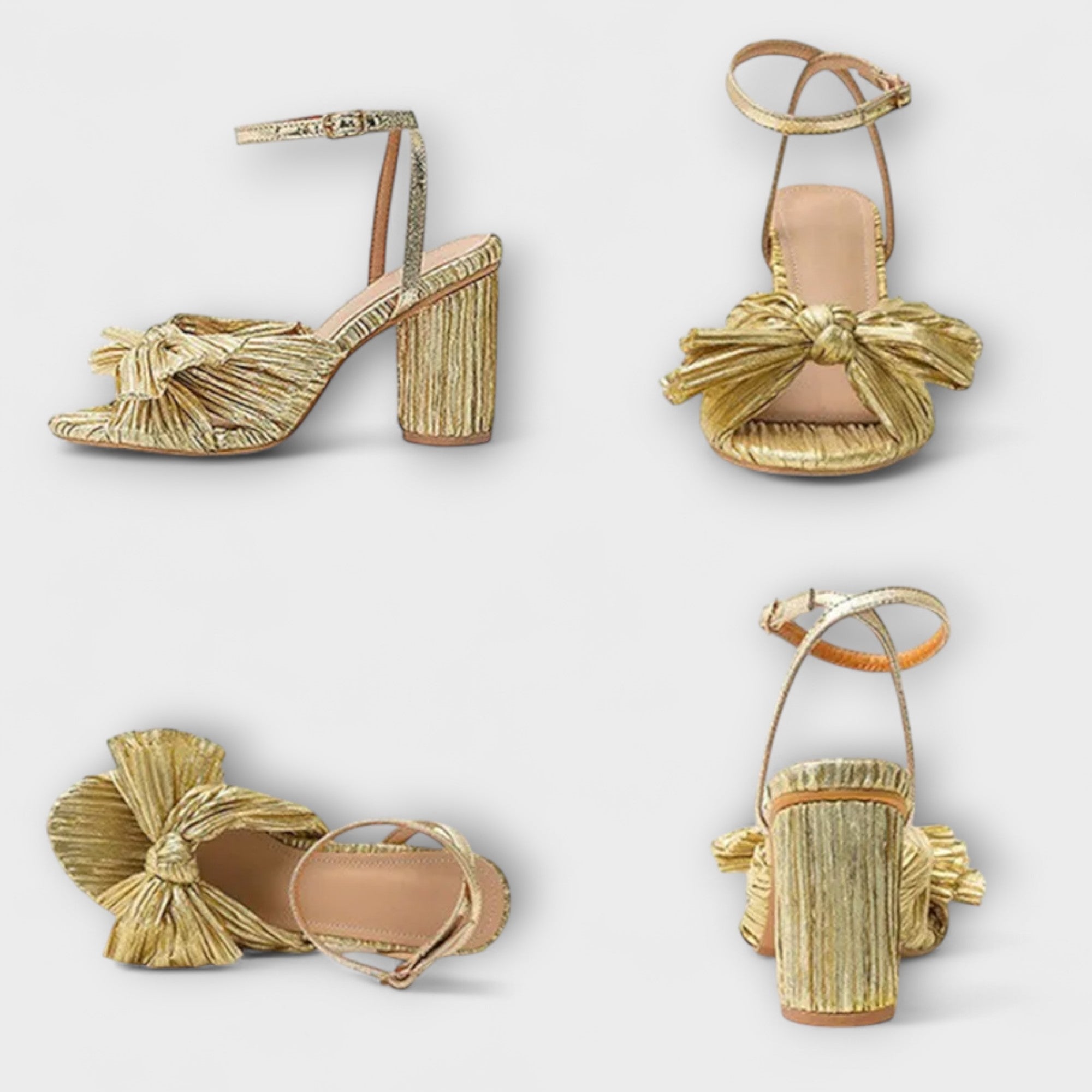 Lunette – Heeled Sandals with Pleated Bow