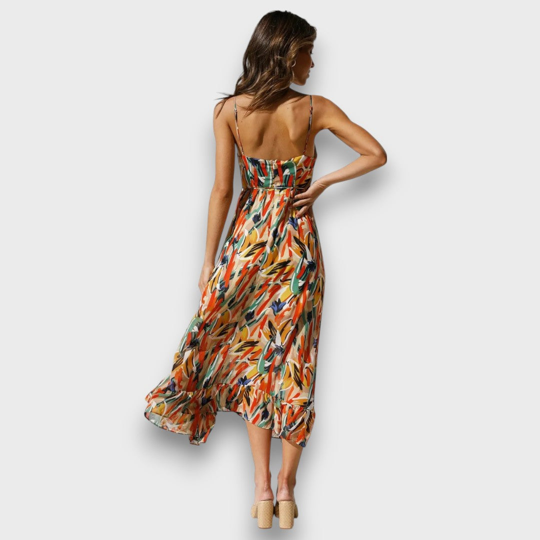 Solianne – Airy Strap Dress with Color Play