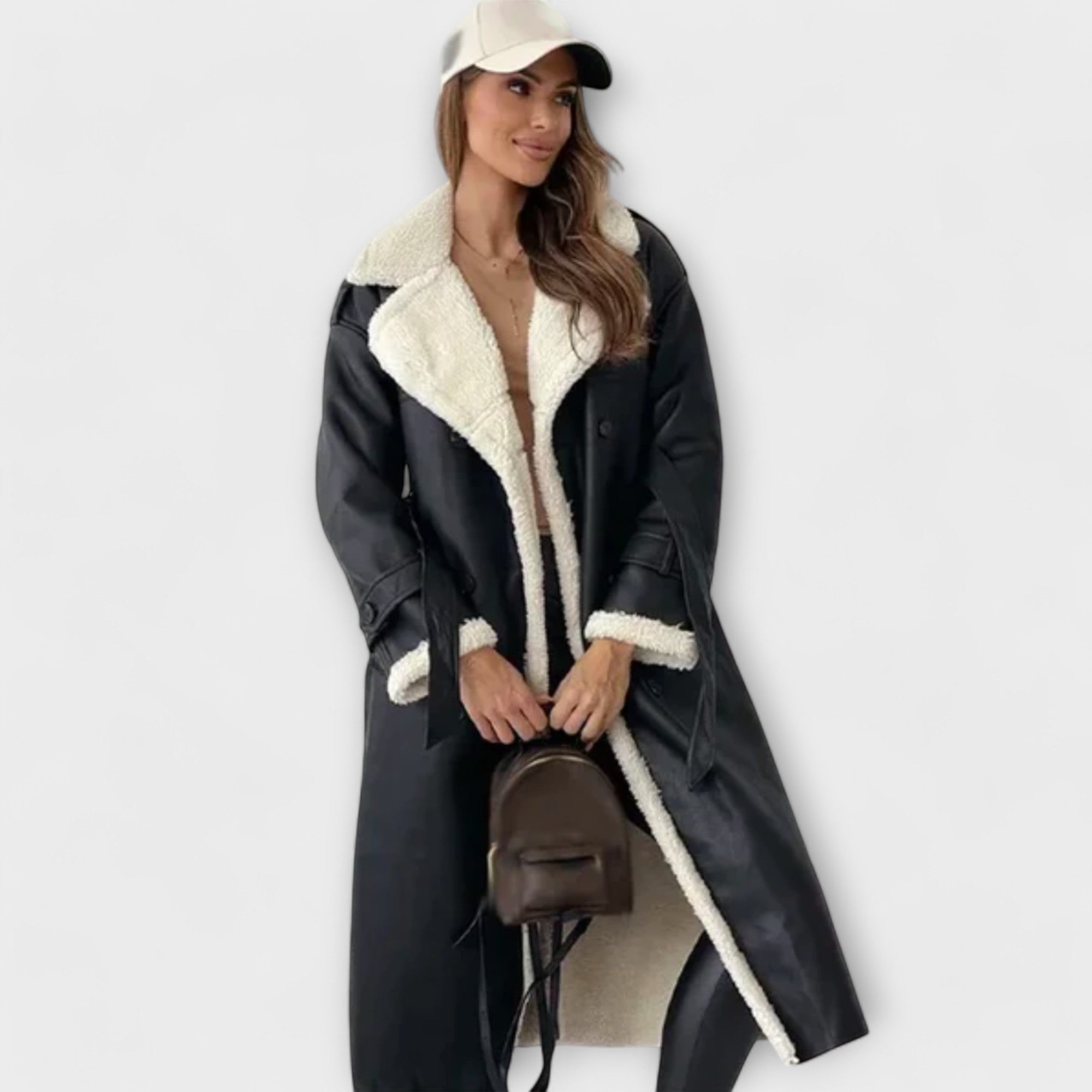 Maria – Long classic jacket with cozy collar