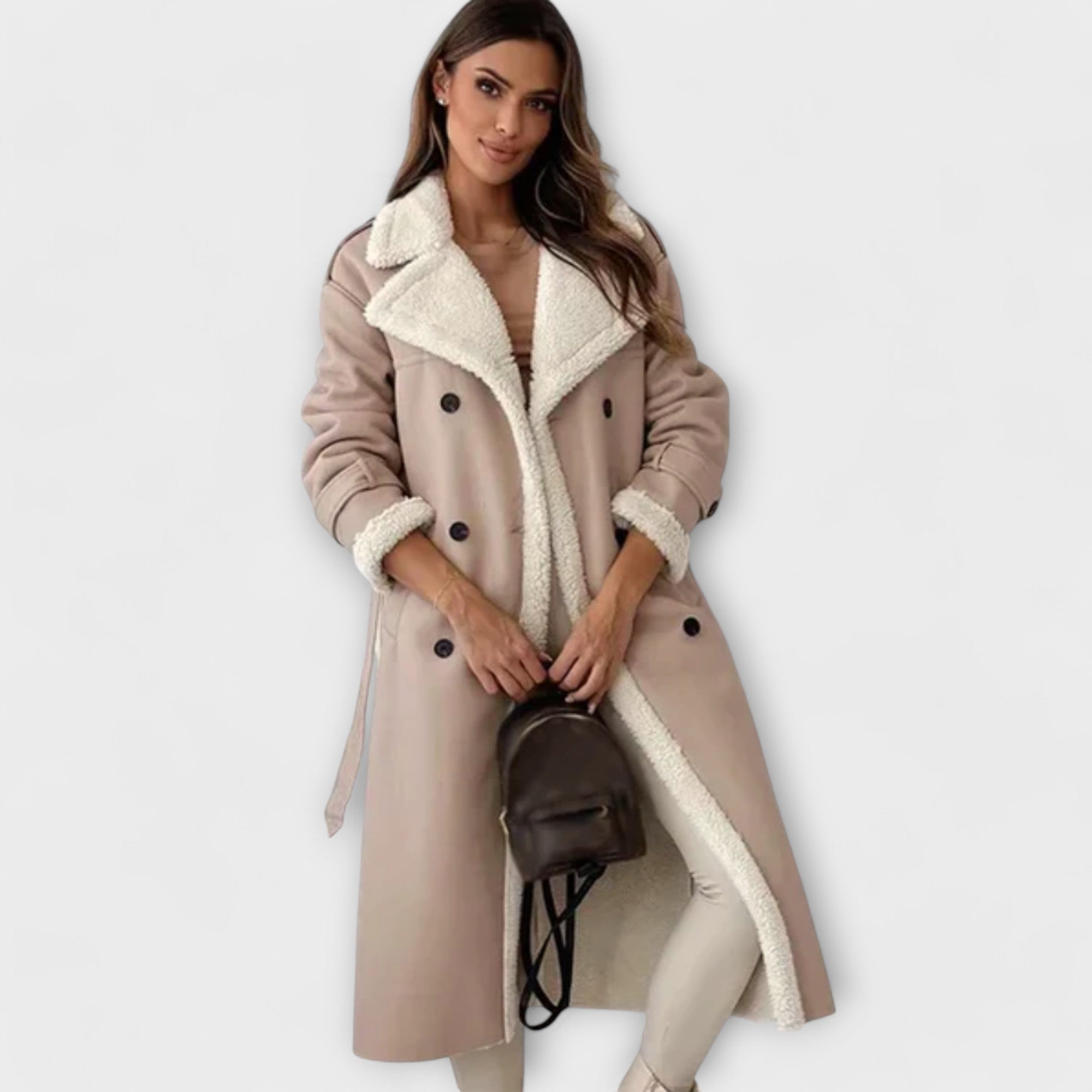 Maria – Long classic jacket with cozy collar