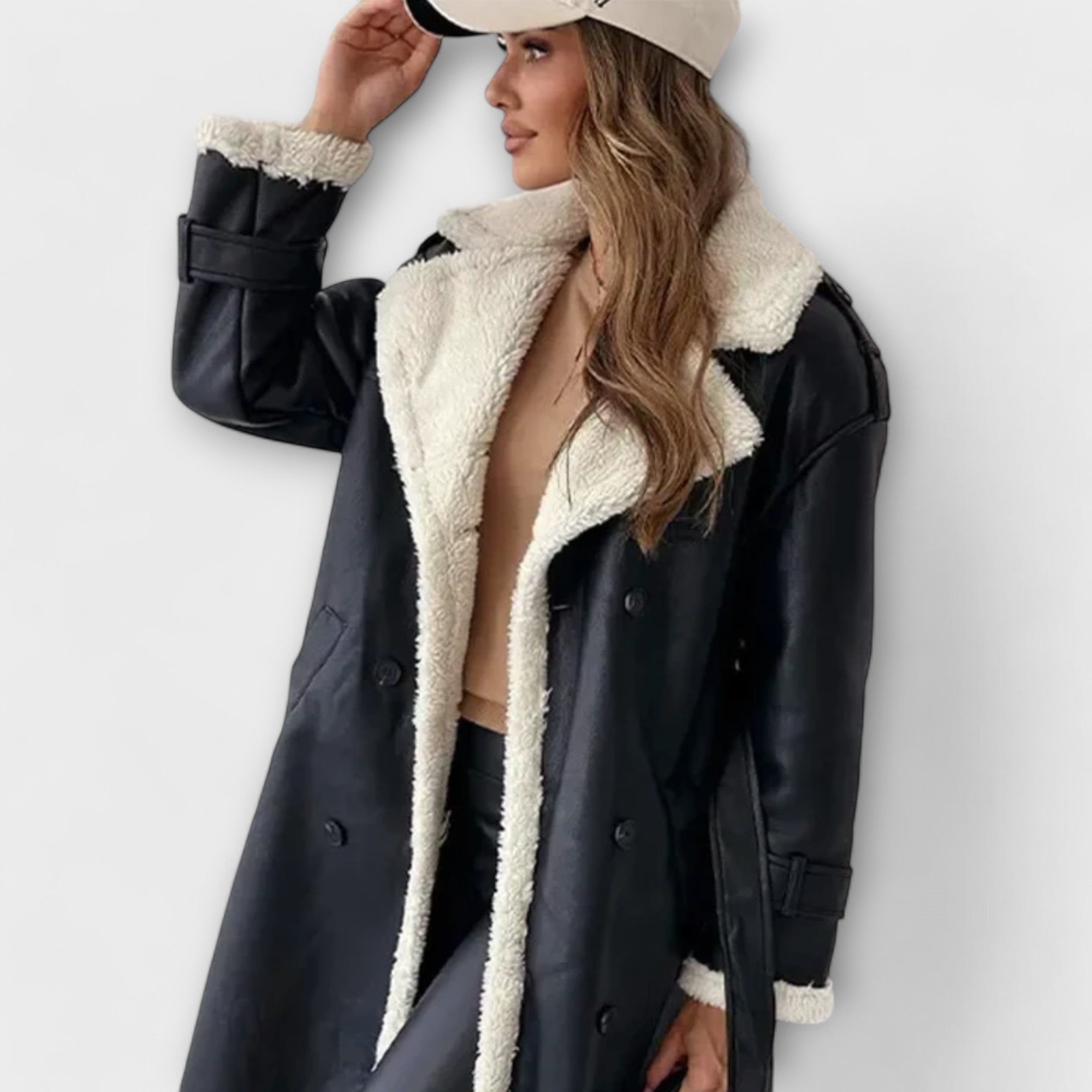 Maria – Long classic jacket with cozy collar