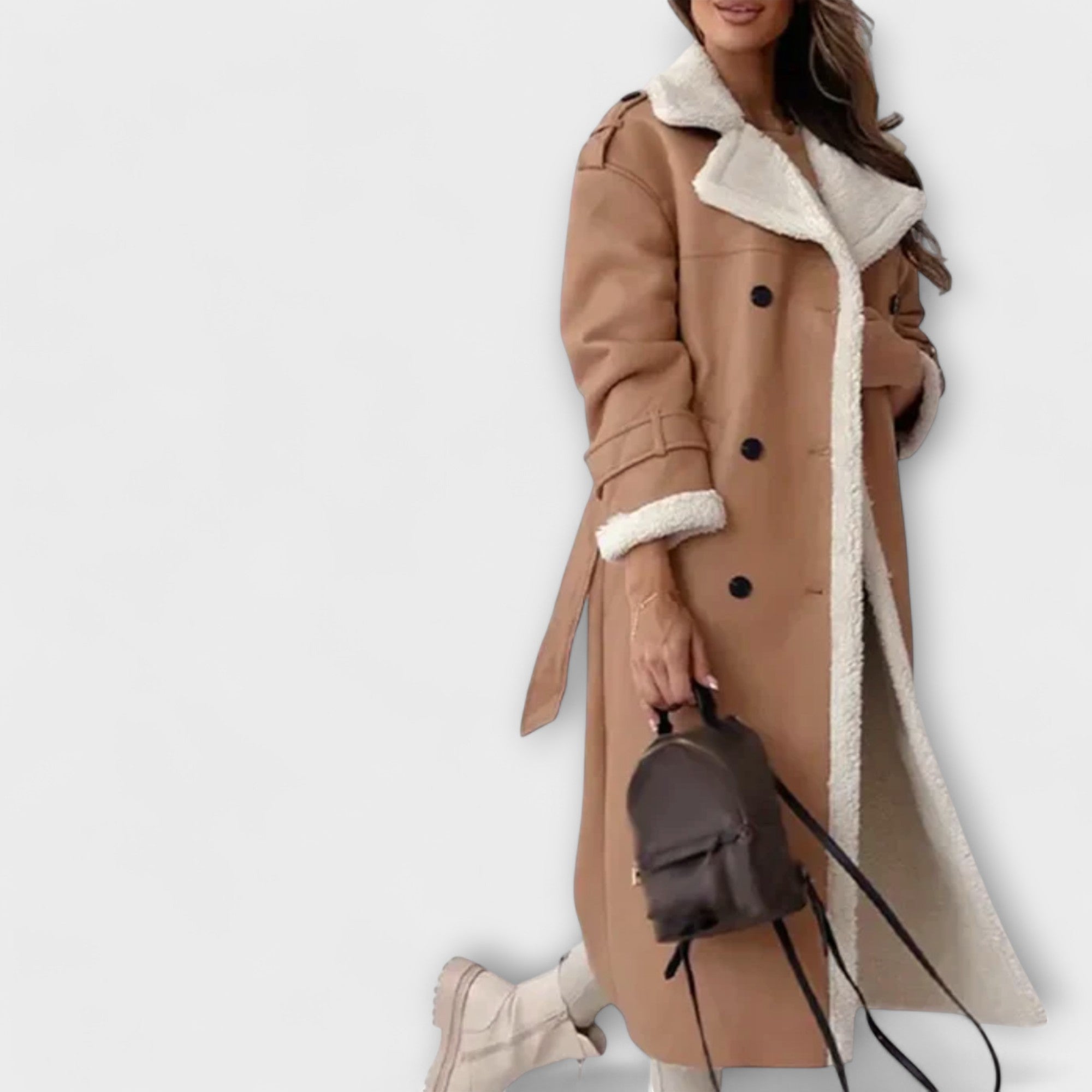 Maria – Long classic jacket with cozy collar