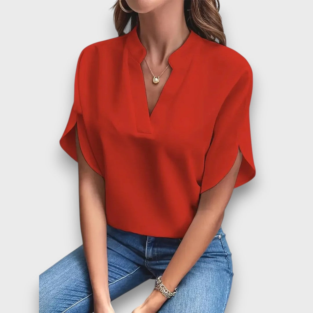 Elviona – Blouse with V-Neck and Flowing Shape