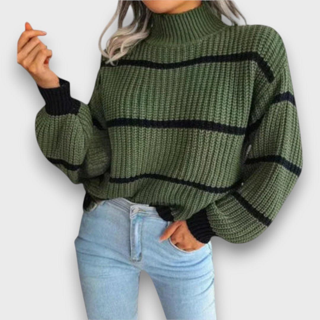 Amelithra – Turtleneck Sweater with Stripes