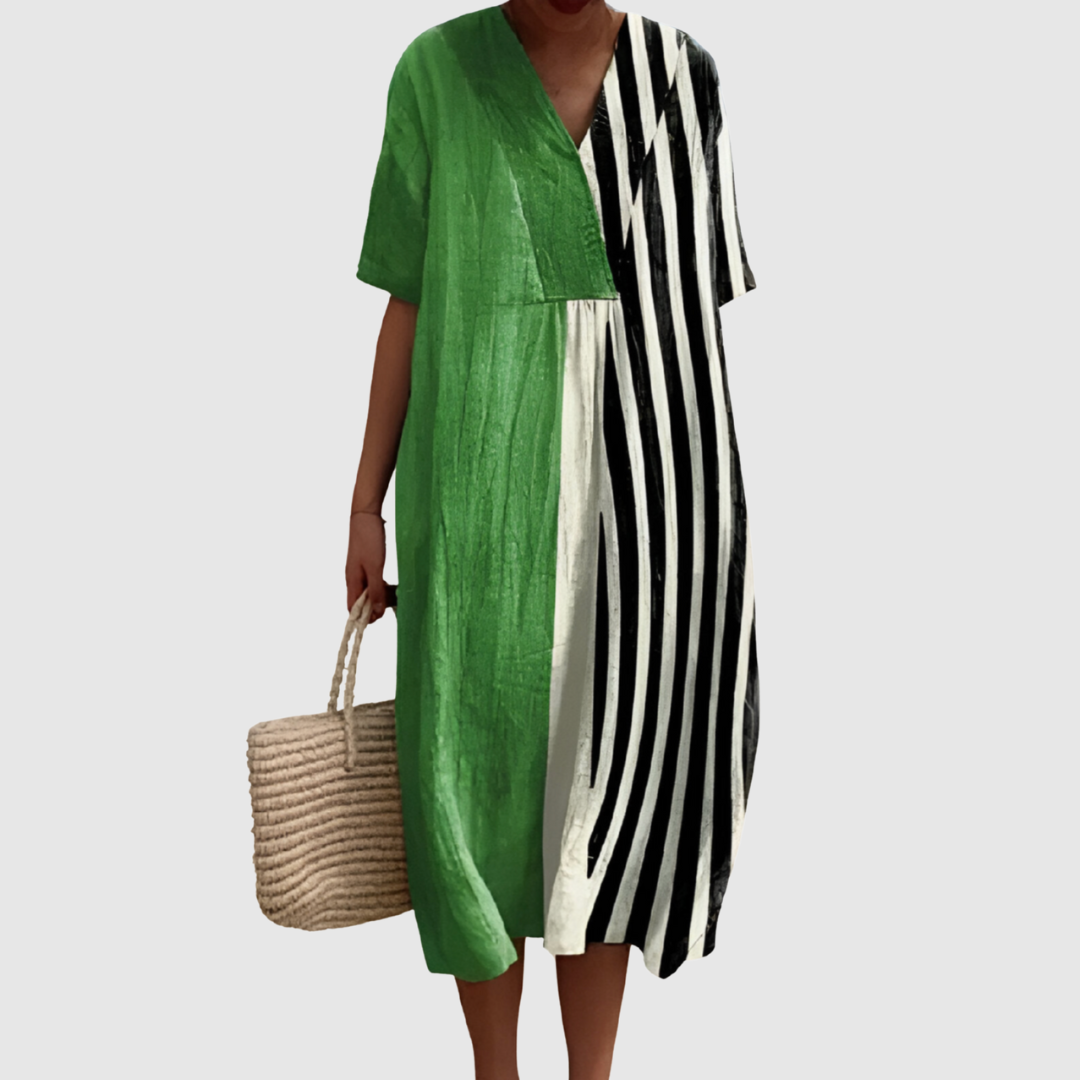 Gianna | Two-Tone Stripe Contrast Dress