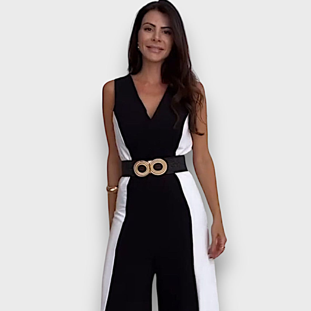 Elenaya – Two-Tone Jumpsuit with Waist Belt