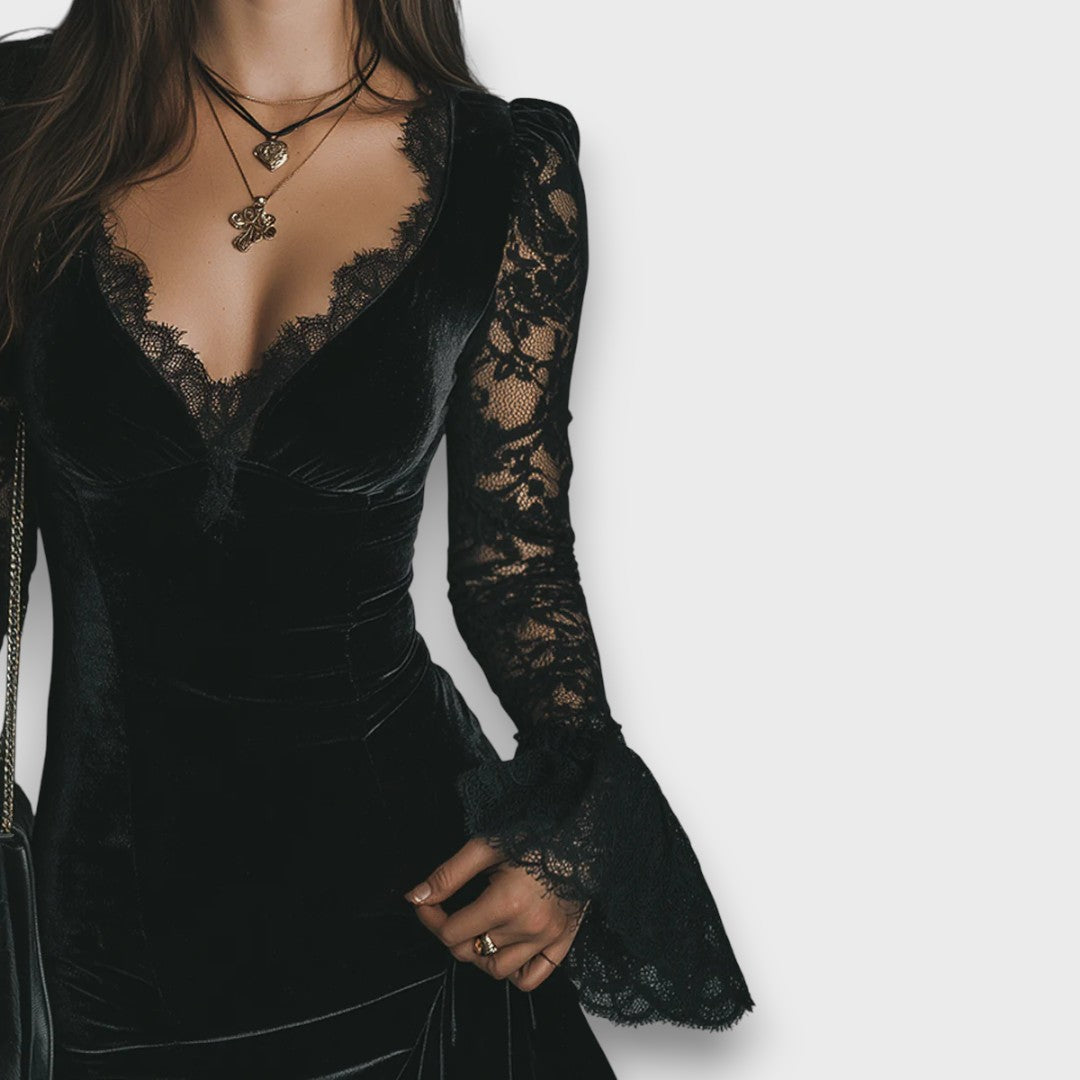 Orinthian – Velvet Mini Lace Dress
