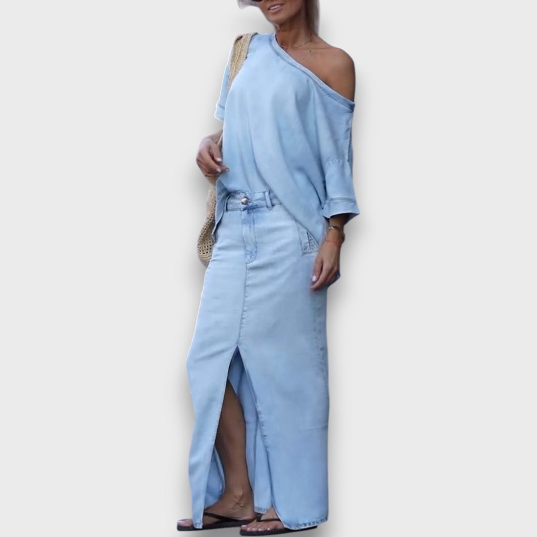 Kenlia – Casual Tencel Denim Two-Piece Set
