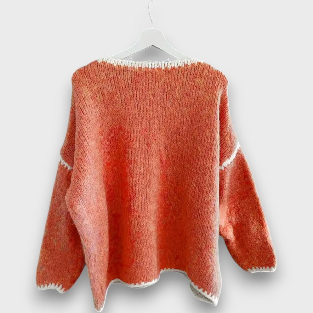 Mirellan– Cozy Contrast Knit Sweater