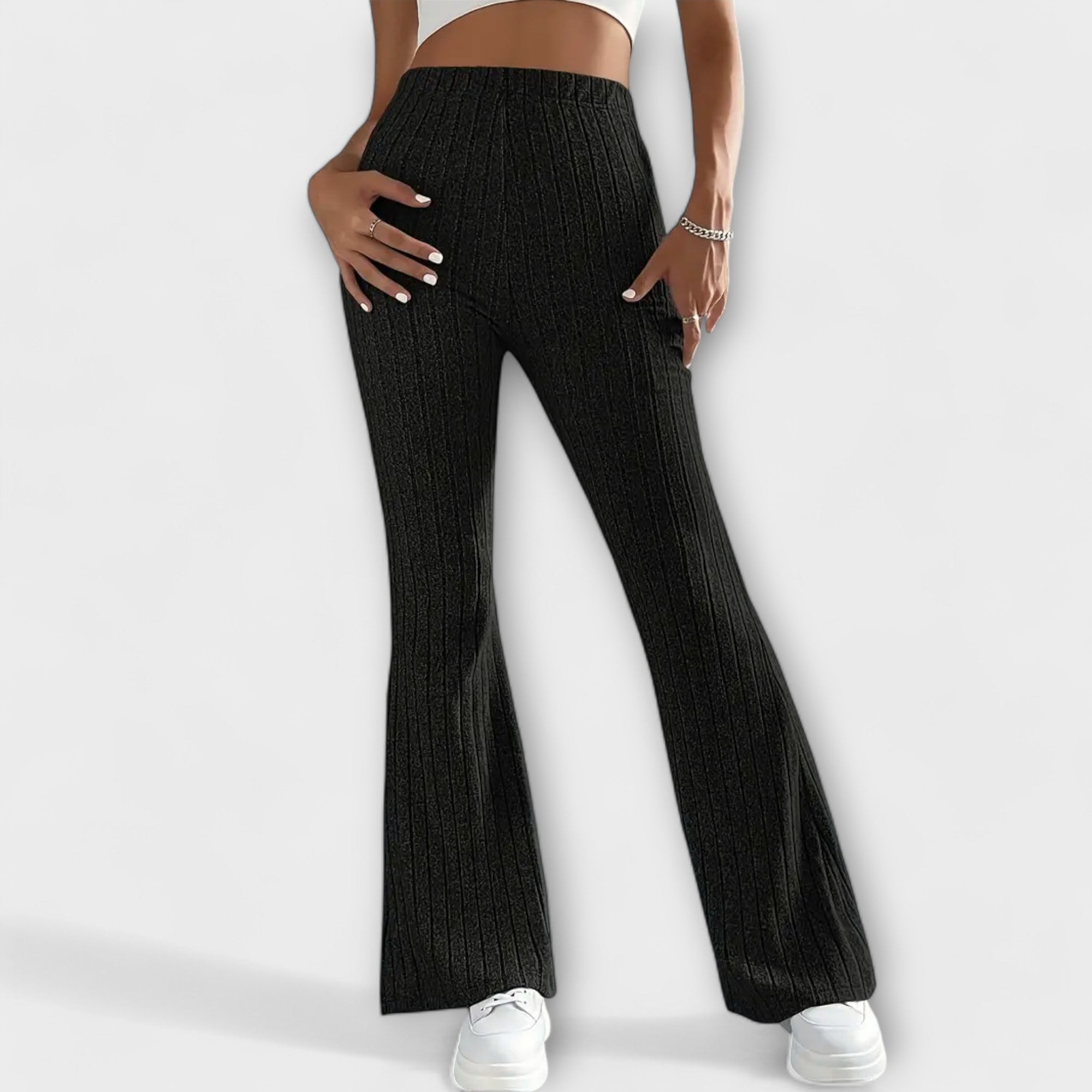 Luretta – Flared Trousers with Fine Structure