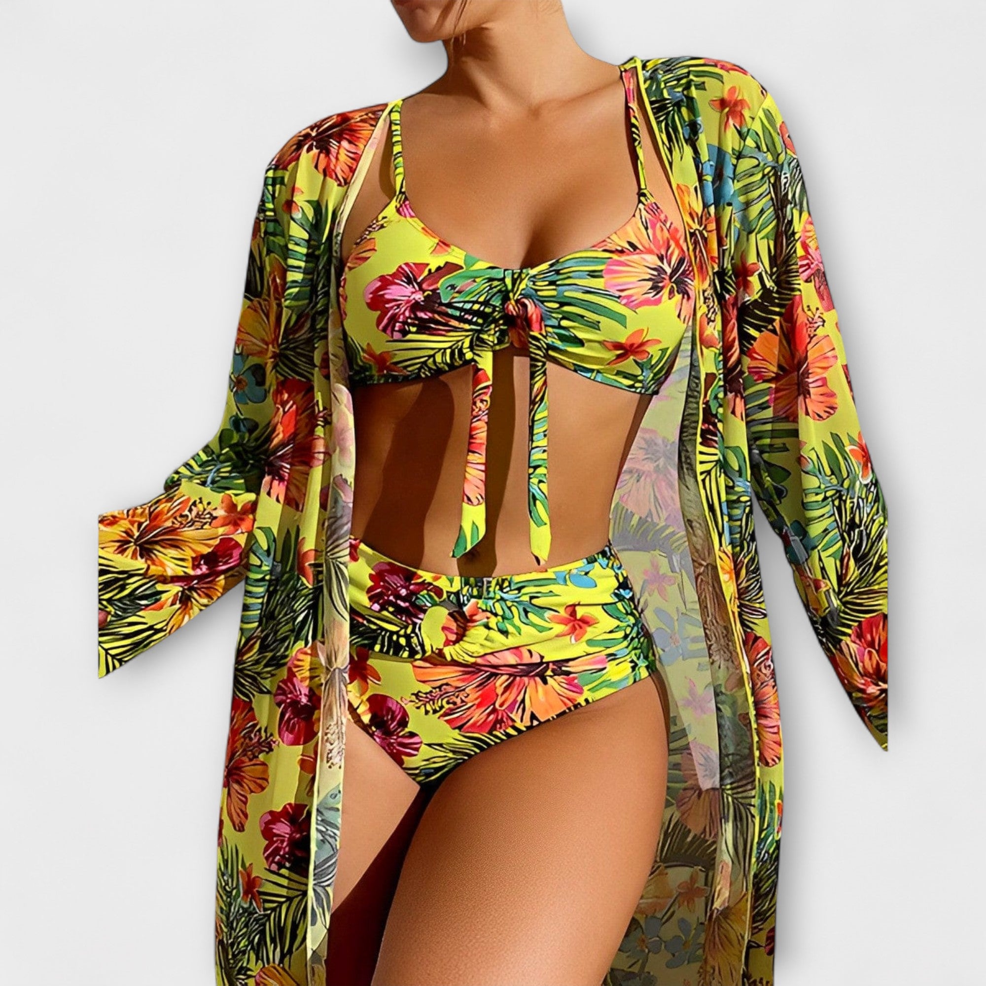 Malani – 3-Piece Bikini Set with Tropical Flair