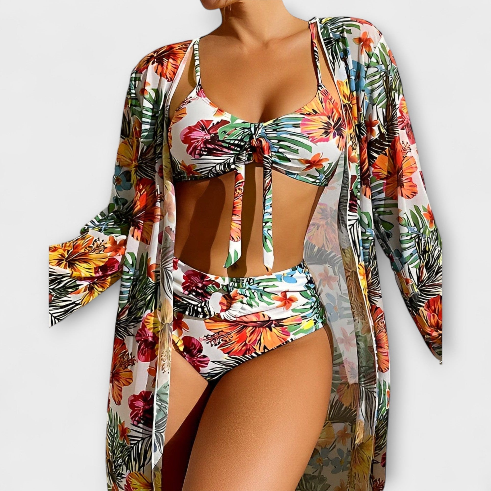 Malani – 3-Piece Bikini Set with Tropical Flair