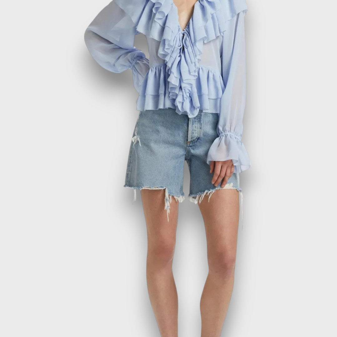 Elorie – Playful Ruffle Blouse with Retro Flair