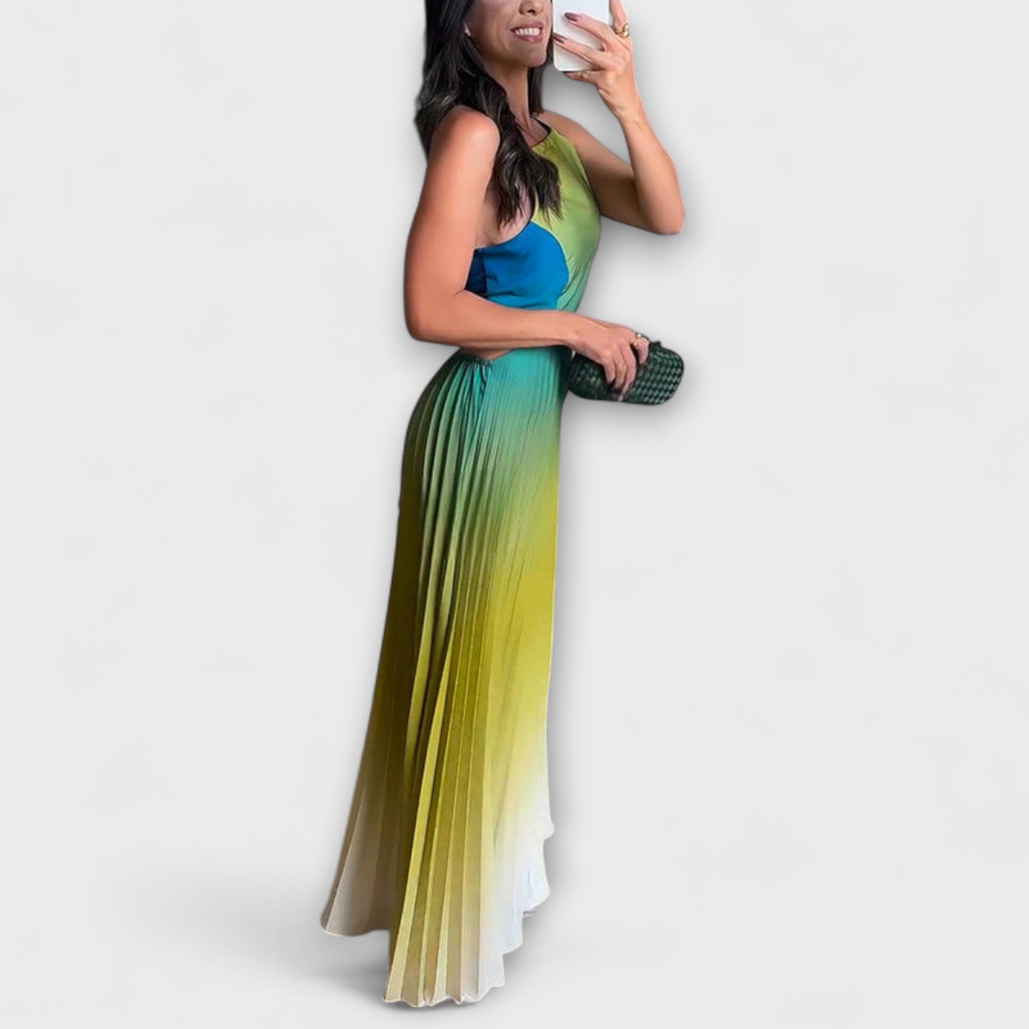 Haven – Chic Backless Tie-Dye Gradient Pleated Maxi Dress