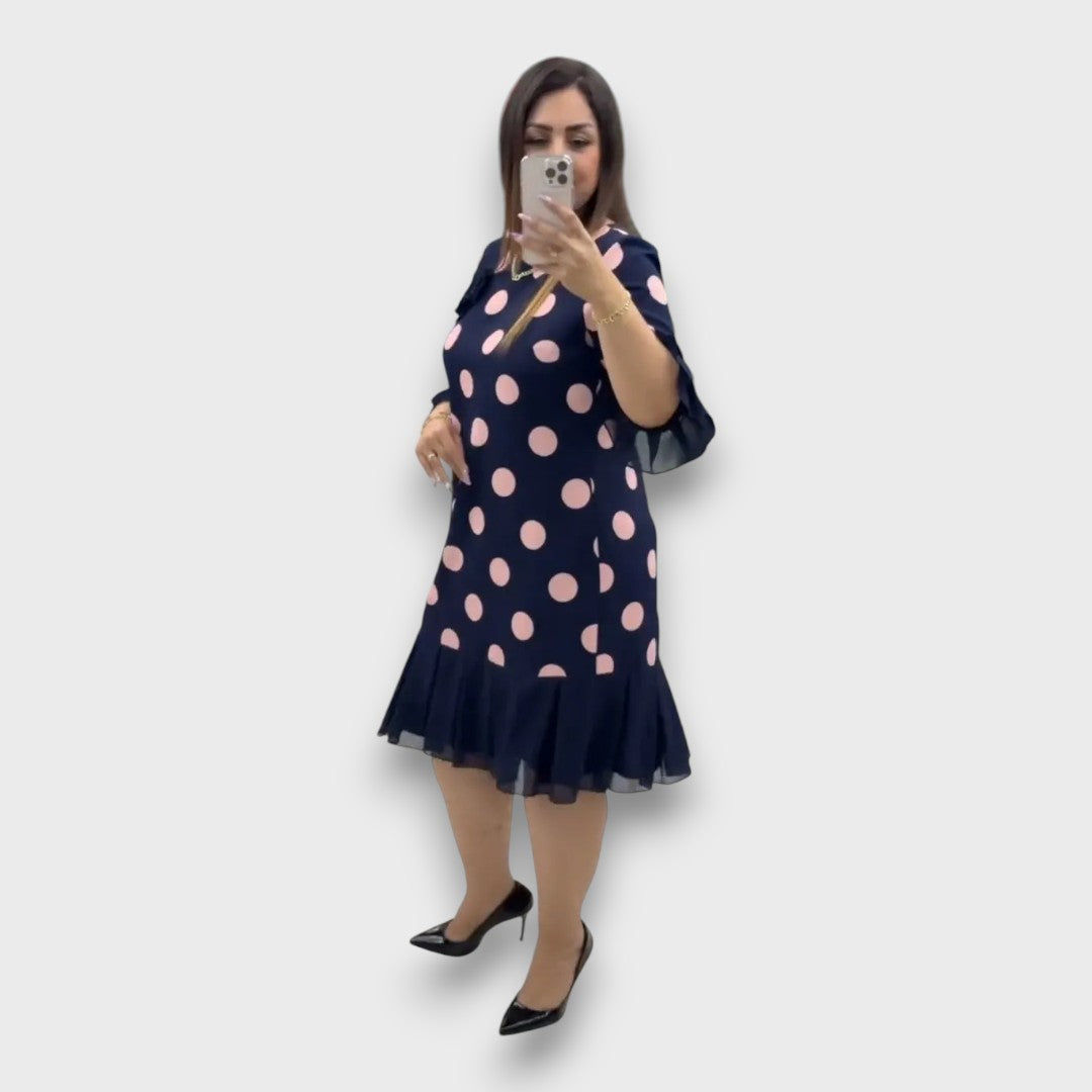 Elvaira – Pleated Polka Dot Dress
